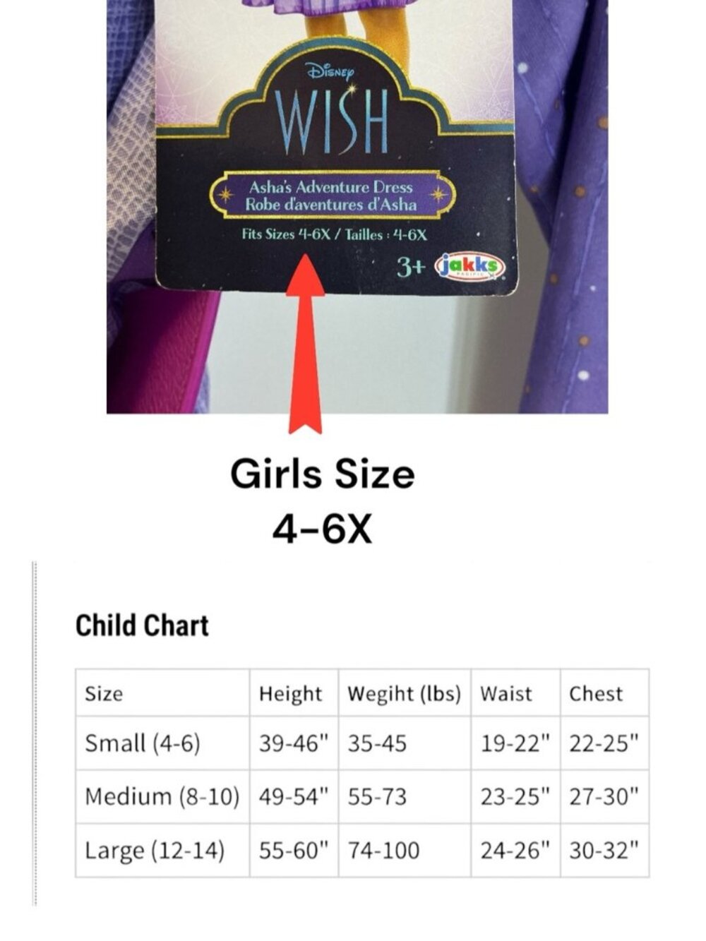 Disney Wish Asha Adventure Dress Up Costume Purple Girls Small 4-6X NEW - Picture 4 of 15